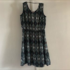 Black turqouise white sleeveless dress small